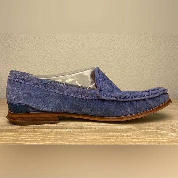 Franco Sarto Woman Gina Denim Blue Suede Leather Loafer Flats Slip On Round Toe - Picture 4 of 7